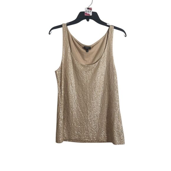 Talbots Womens Tank Top LARGE Gold Sequin Cowl Neck - Picture 1 of 3